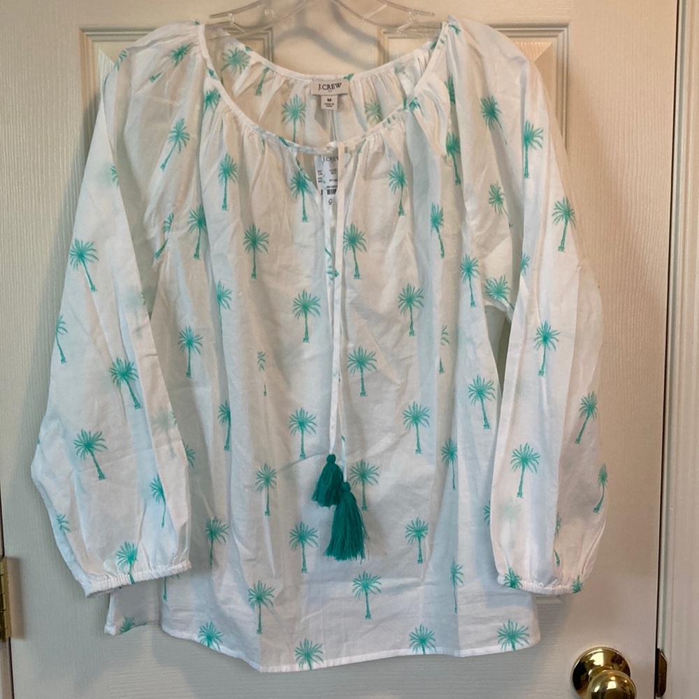 LJ. Crew Raglan Palm-Print Popover Top (size M) NWT